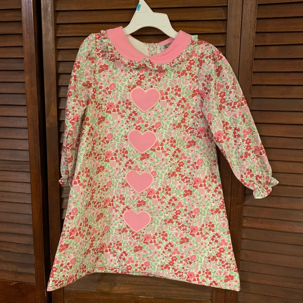 Pink And Green Floral Heart Knit Dress